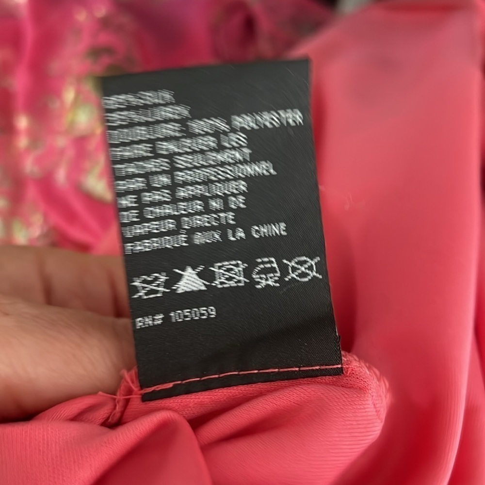 Xscape Sz 10 Pink Silk Gold Lurex Full Length Sleevles Gown Maxi Dress - Picture 12 of 14